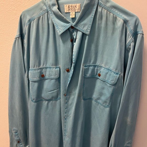 Ryan Michael Silk Blend Shirt - ROYAL BLUE picture does not do it justice! - Picture 2 of 5